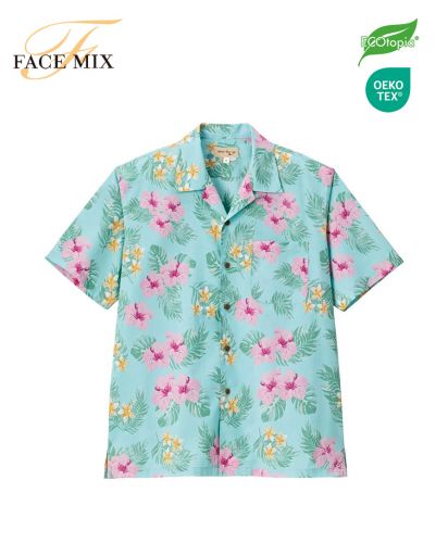フェイスミックス(FACE MIX)アロハシャツ（ハイビスカス柄）/7 ブルー