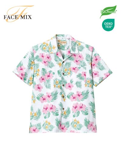 フェイスミックス(FACE MIX)アロハシャツ（ハイビスカス柄）/15 ホワイト