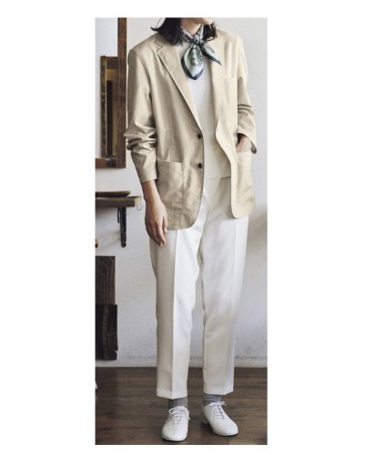 フェイスミックス(FACE MIX)ユニセックスシャツジャケット/清潔感のあるオックスフォード生地のジャケットが柔らかく洗練された印象を演出。