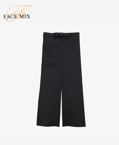 フェイスミックス(FACE MIX)フロントスリット ロングエプロン/ロング丈でも動きやすいスリット入りエプロン。
