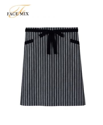 フェイスミックス(FACE MIX)ストライプ柄ロングエプロン/16 ブラック