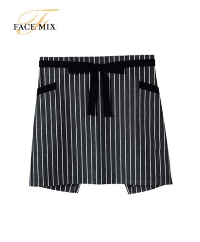 フェイスミックス(FACE MIX)ストライプ柄ショートエプロン/16 ブラック