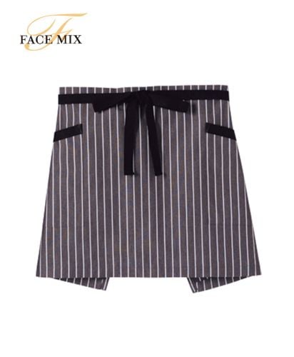 フェイスミックス(FACE MIX)ストライプ柄ショートエプロン/5 ブラウン