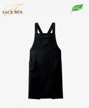 フェイスミックス(FACE MIX)胸当てエプロン(原着糸・油移染防止)/胸元ペン差しポケットと両脇アウトポケットを備えた業務用エプロンで、飲食店やカフェ、接客業に適したシンプルなデザイン。