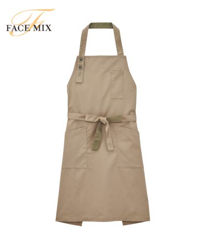 フェイスミックス(FACE MIX)胸当てエプロン/1 ベージュ×カーキ