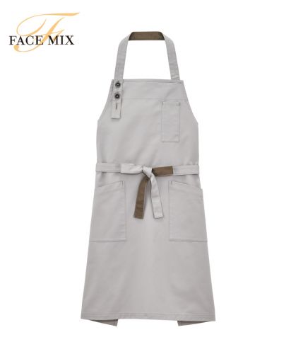 フェイスミックス(FACE MIX)胸当てエプロン/2 グレー×ブラウン