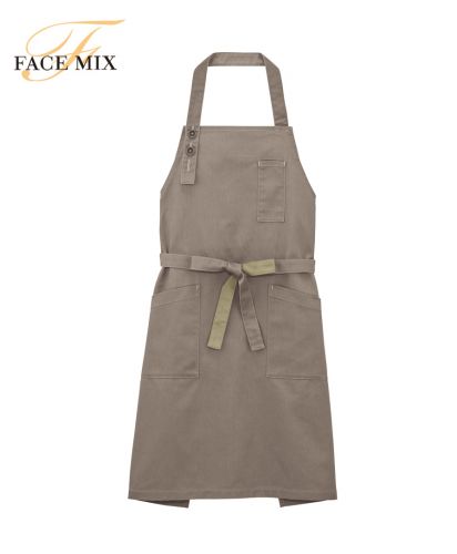 フェイスミックス(FACE MIX)胸当てエプロン/5 ブラウン×カーキ