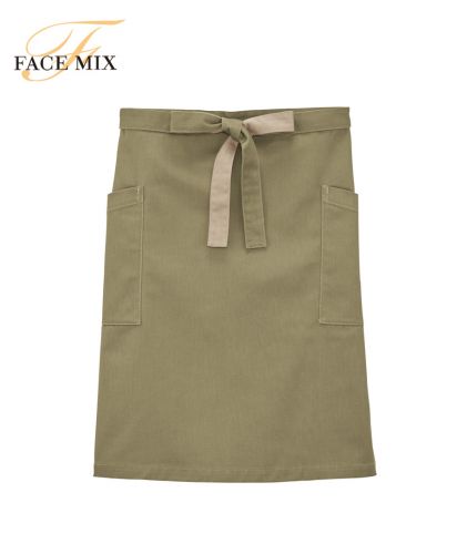 フェイスミックス(FACE MIX)ミドルエプロン/4 カーキ×ベージュ
