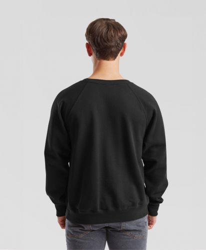 FRUIT OF THE LOOM（フルーツオブザルーム）ヨーロッパモデル Classic Raglan Sweatshirt/モデル着用：バックスタイル：BK ブラック