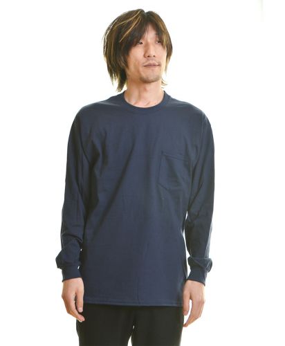 ギルダン(GILDAN)6ozウルトラコットン長袖ポケットT/032C ネイビー Lサイズ メンズ 176cm