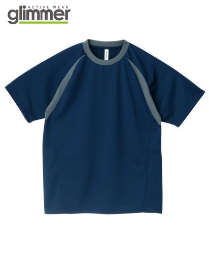 glimmer active wear カラーブロックTシャツ ネイビー×ダークグレー
