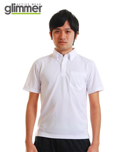 4.4オンスドライボタンダウンポロシャツ（ポケット付） 001ホワイト S サイズ メンズモデル 176cm