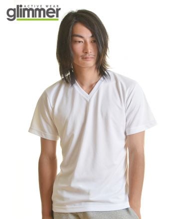 4.4オンス ドライVネックTシャツ 001ホワイト Mサイズ メンズモデル 170cm