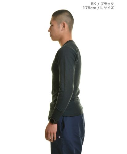 5.0oz 長袖サーマルTシャツ/BKブラック Lサイズ メンズ 175cm