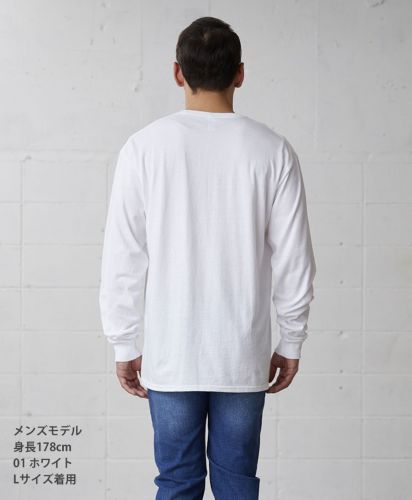 DRI-POWER ロングスリーブシャツ/ 01ホワイト Lサイズ メンズモデル 178cm