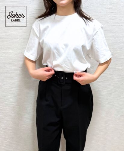 JOKER LABEL(ジョーカーラベル)ハイグレードコットンクロップドTシャツ/モデル着用：身長154センチMサイズ、WH ホワイト着用