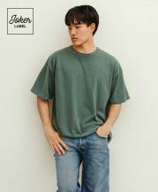 JOKER LABEL(ジョーカーラベル)ハイグレードコットンガーメントダイTシャツ/首リブアップ｜VGR ヴィンテージグリーン メンズモデルXL着用