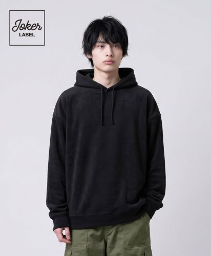 ジョーカーラベル(JOKER LABEL)裏毛プルオーバーパーカー（ポケットなし）/LLサイズ着用　175cmモデル：BK ブラック 
