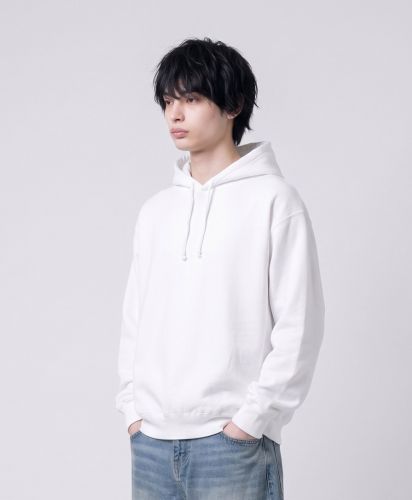 ジョーカーラベル(JOKER LABEL)裏毛プルオーバーパーカー（ポケットなし）/LLサイズ着用　175cmモデル：WH ホワイト
