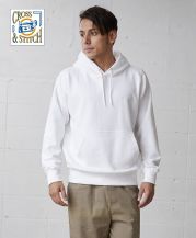 CROSS&STITCH(クロスアンドステッチ)レギュラーウェイトスウェットP/Oパーカ/モデル身長178cm Lサイズ着用