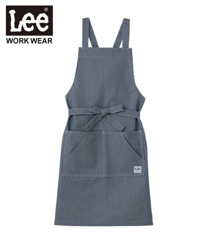 Lee(リー)Lee 胸当てエプロン/ストレッチヘリンボーン(18) ホワイト×ブルー