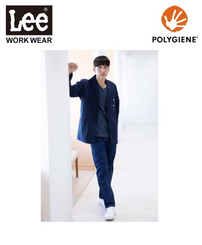 Lee(リー)Leeメディカル メンズジャケット/抗菌防臭ポリジン加工の医療用ユニフォームのネイビーコーデで、清潔感と動きやすさを両立