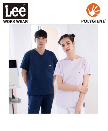 Lee(リー)Leeメディカル レディススクラブ(キーネック)/おしゃれなキーネック&抗菌防臭「ポリジン」加工生地使用