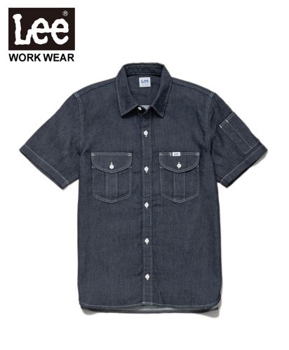 Lee(リー)Lee メンズワーク半袖シャツ /8 インディゴネイビー