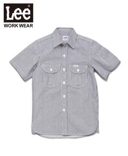 Lee(リー)Lee メンズワーク半袖シャツ /18 ホワイト×ブルー