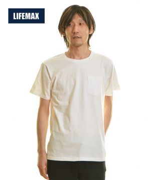 ライフマックス(LIFEMAX)5.3オンスユーロポケット付きTシャツ/15Pホワイト Lサイズ メンズ 176cm