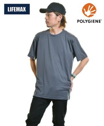 4.3オンスドライTシャツ(ポリジン加工)/ 22チャコールグレー XL着 メンズモデル170cm