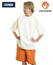 ライフマックス(LIFEMAX)ダンボールニットビッグシルエットTシャツ(ポリジン加工)/115オフホワイト Lサイズ メンズモデル170cm