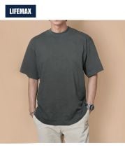 ライフマックス(LIFEMAX)6.5オンスピグメントダイＴシャツ/メンズモデル:L着用16ブラック