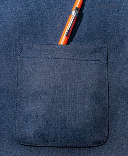 4.3オンスドライボタンダウンポロシャツ(ポリジン加工)(MS3119) ネイビー_左胸に便利なポケット付き