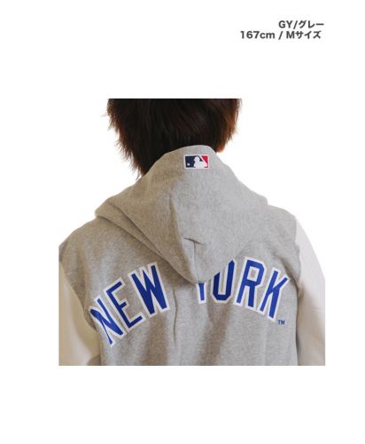 New York Yankeesスウェットフーデットスタジアムジャケット/GY Mサイズ メンズ 167cm