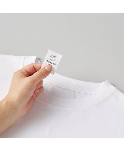 MARKLESS STYLE(マークレススタイル)カスタムデザインオーガニックコットンTシャツ　オーバーサイズ/ティアウェイタグ（手でちぎり取れるネームタグ）