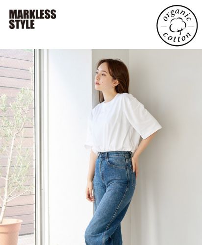MARKLESS STYLE(マークレススタイル)カスタムデザインオーガニックコットンTシャツ　オーバーサイズ