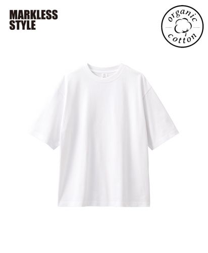 MARKLESS STYLE(マークレススタイル)カスタムデザインオーガニックコットンTシャツ　オーバーサイズ/ 044　ナチュラルホワイト