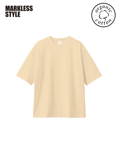 MARKLESS STYLE(マークレススタイル)カスタムデザインオーガニックコットンTシャツ　オーバーサイズ/028 サンドベージュ