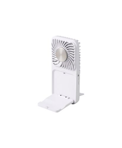マークレススタイル(MARKLESS STYLE)スマホスタンド付冷却プレートUSBファン/前面と背面にあるスタンドを展開して建てられる（前面）