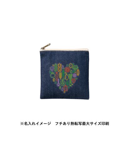 MARKLESS STYLE(マークレススタイル)デニムフラットポーチ/TP-0037(SS）※名入れイメージ フチあり熱転写最大サイズ印刷