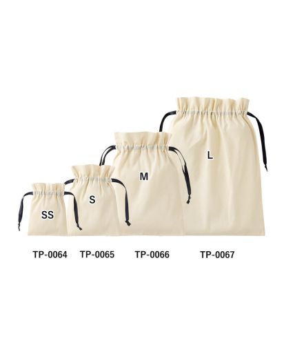 マークレススタイル(MARKLESS STYLE)コットンカラーリボン巾着/サイズ比較