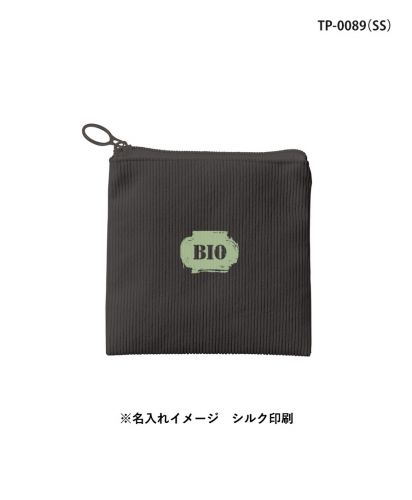 マークレススタイル(MARKLESS STYLE)コーデュロイフラットポーチ/※名入れイメージ シルク印刷：TP-0089（SS）