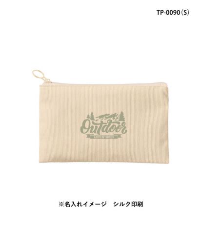 マークレススタイル(MARKLESS STYLE)コーデュロイフラットポーチ/※名入れイメージ シルク印刷：TP-0090（S）