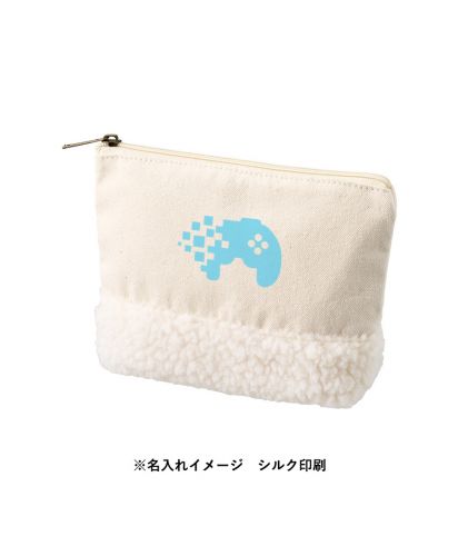 マークレススタイル(MARKLESS STYLE)ボア＆キャンバスデイリーポーチ/※名入れイメージ シルク印刷