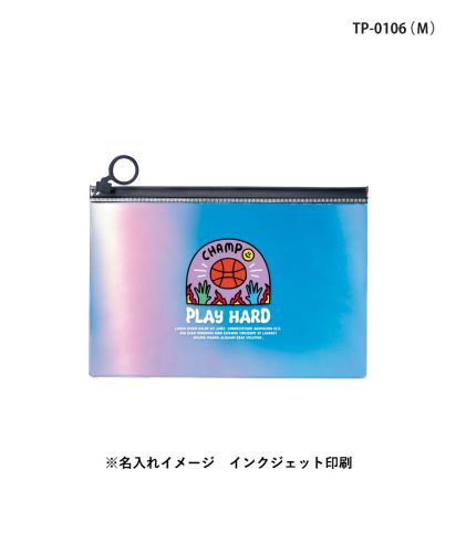 マークレススタイル(MARKLESS STYLE)オーロラPVCポーチ/※名入れイメージ インクジェット印刷：TP-0106 (M)