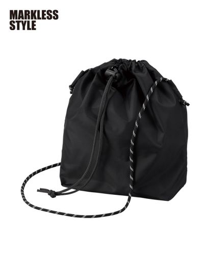 マークレススタイル(MARKLESS STYLE)ファインライトポリ巾着ショルダー/009 ブラック