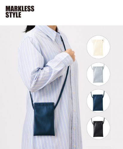 マークレススタイル(MARKLESS STYLE)バネ口レザースタイルサコッシュ/スマートな縦型デザイン。