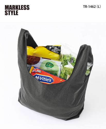 マークレススタイル(MARKLESS STYLE)ワッシャーナイロンマルシェバッグ/大容量かつ軽量設計で、買い物用エコバッグやレジバッグ、まとめ買い、日常使いに便利。TR-1462 (L)