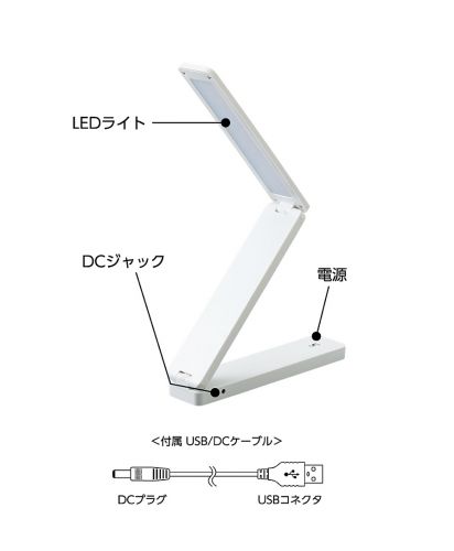 ポータブルデスクライト スリム(TS-1642)ホワイト_商品の説明